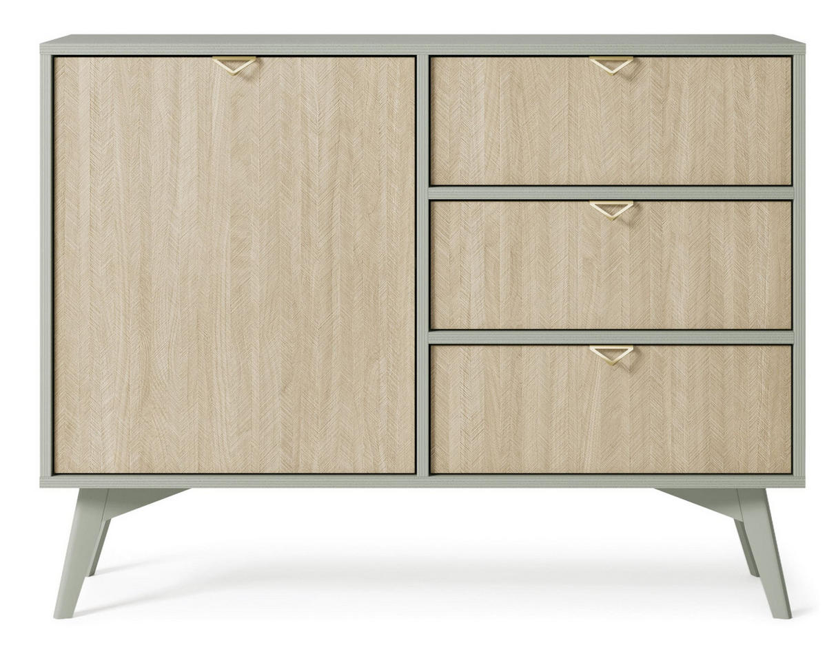KOMMODE - Abeto Grün SD106 - Eichefarben/Grün, Holz (106/80/38cm) - Möblo