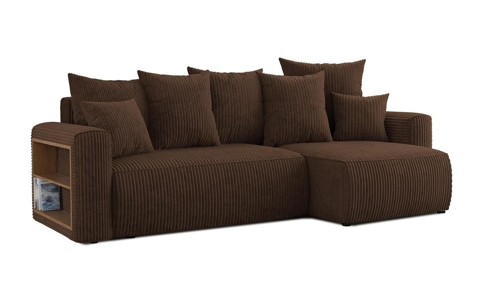 ECKSOFA SOLARIS L - Blau/Dunkelbraun, Holzwerkstoff (238/142cm) - Meblini