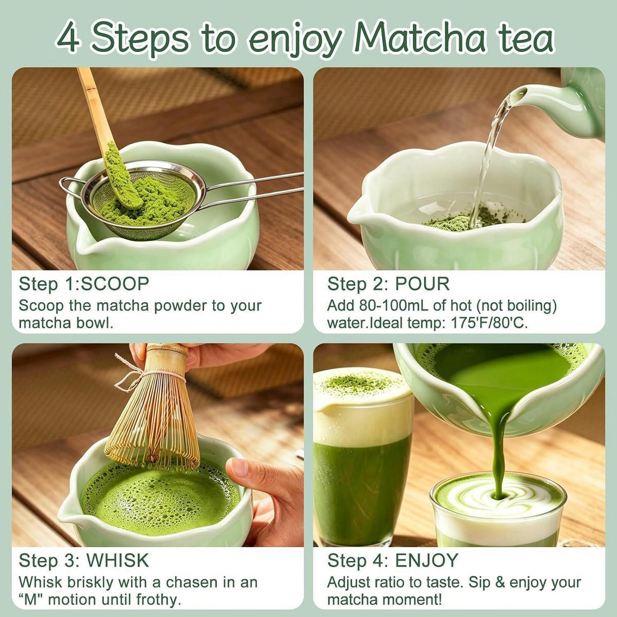 MATCHA Besen Set 6-teiliges Set Grün - Grün, Keramik (13.5/19.4/13.5cm)