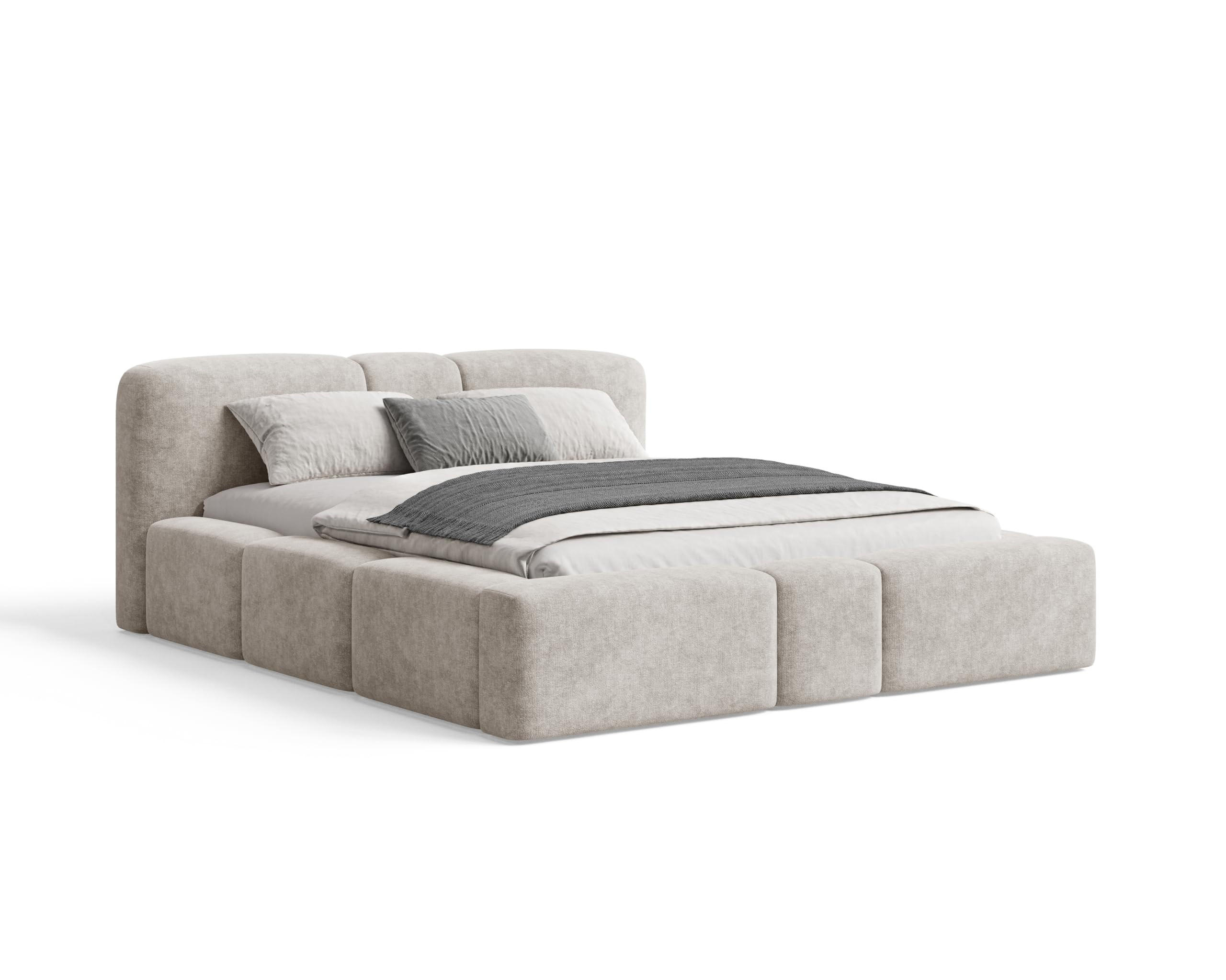POLSTERBETT Monte160x200 cm- Bettkasten und Stauraum - Doppelbett mit Stabilem Metallrahmen - Grau - Grau, Holzwerkstoff (160/200cm) - Chilly