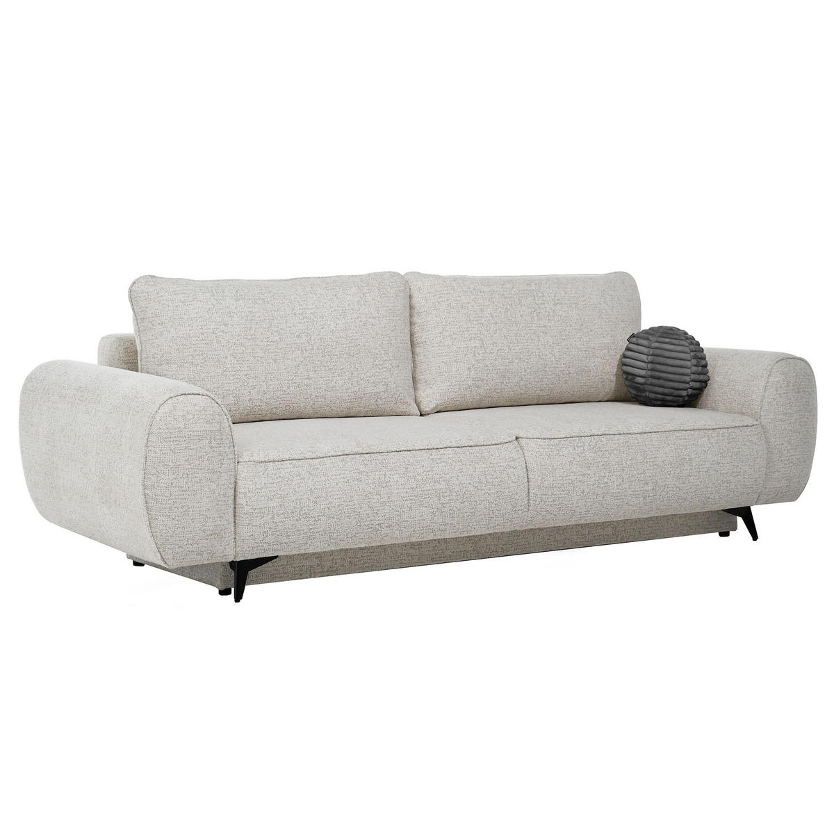 ROZKLÁDACÍ POHOVKA Vito, 3místná s úložným prostorem, systém DL, žinylková látka, béžová - černá/béžová, textil (256/90/99cm) - Beautysofa