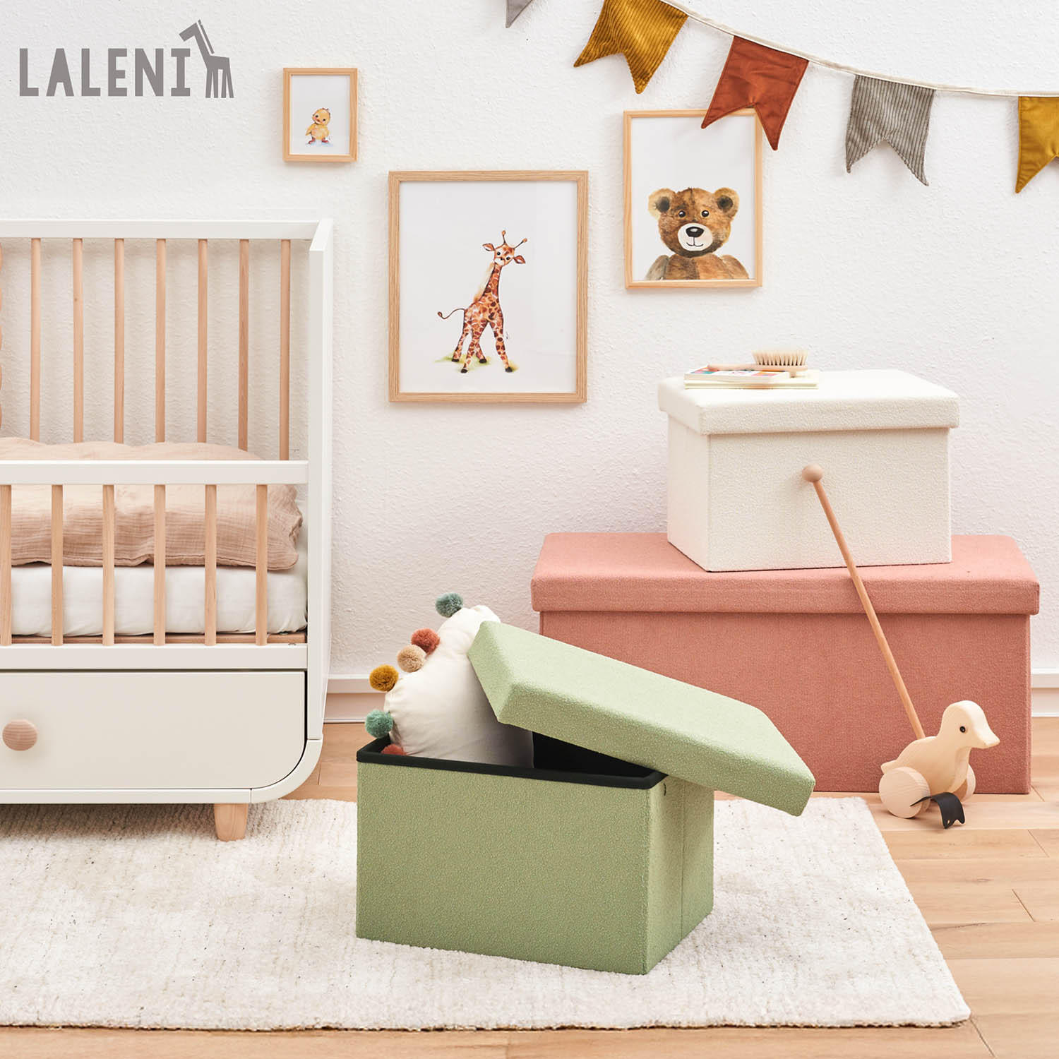 SITZHOCKER 41/31/31 cm, faltbar, Grün - Grün, Kunststoff (31/31/41cm) - Laleni