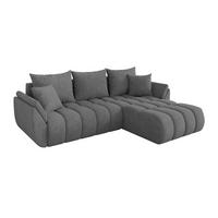 ROHOVÁ SEDAČKA s funkcí spaní, otoman vpravo TOKO-L-v1 277x194x86 šedá velur - černá/šedohnědá, kompozitní dřevo/textil (277/194cm) - ALTDECOR