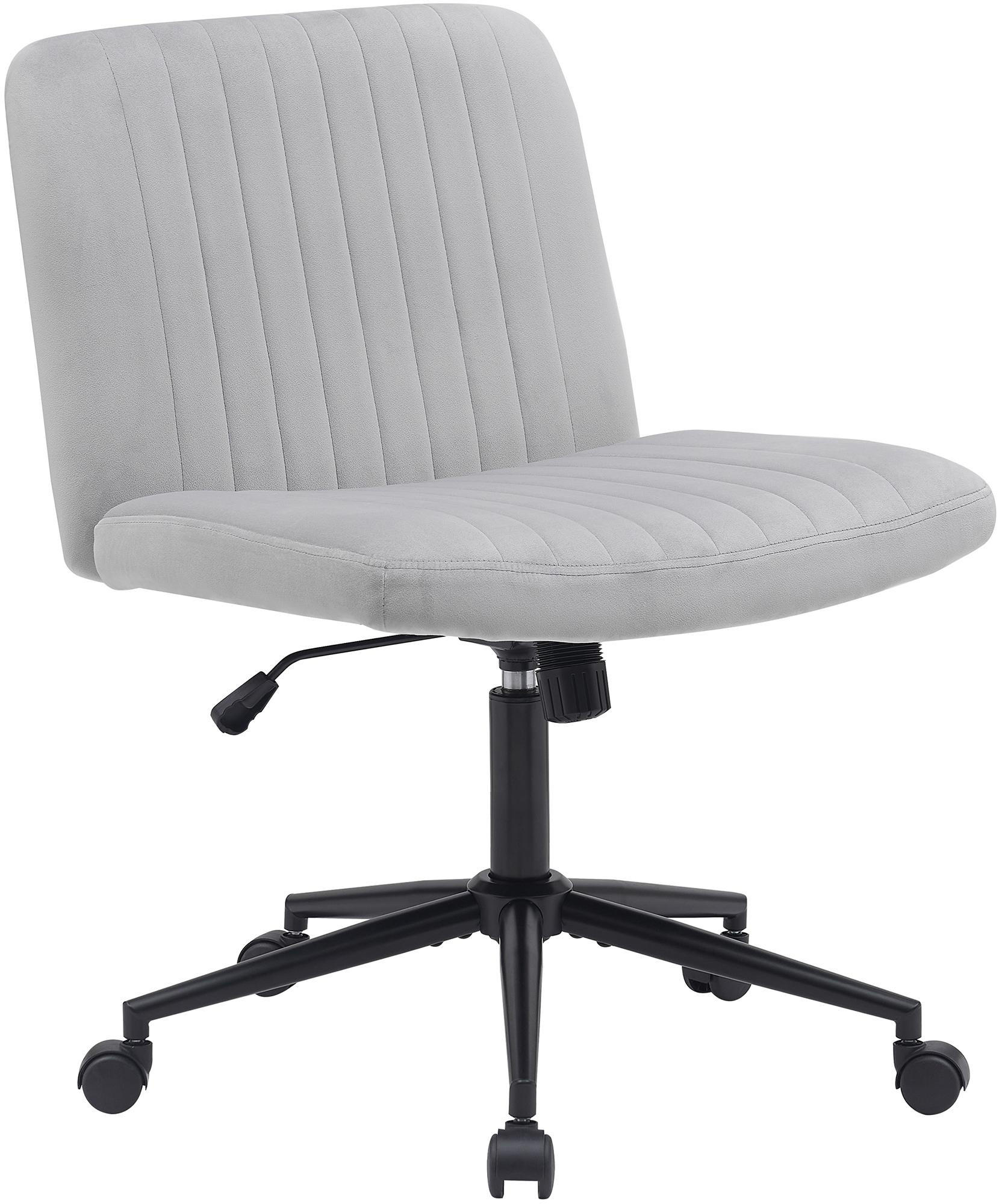 DREHSTUHL Samt hellgrau - Hellgrau/Schwarz, Textil/Metall (62/86/65cm) - CLP