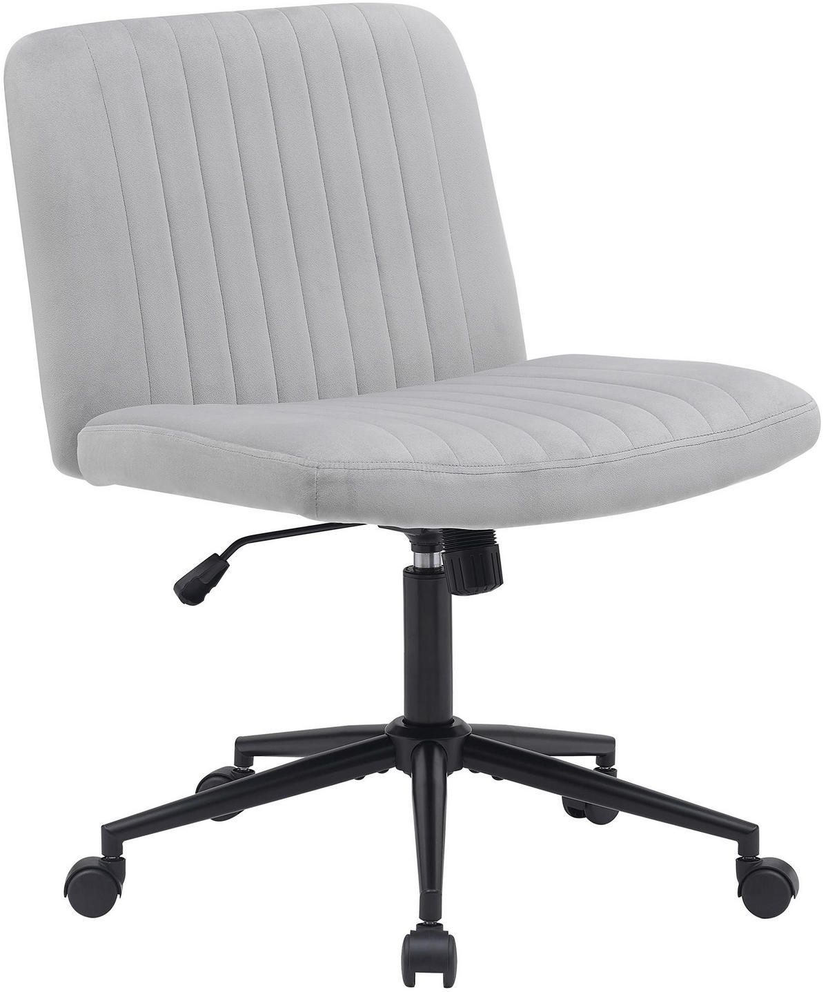 DREHSTUHL Samt hellgrau - Hellgrau/Schwarz, Textil/Metall (62/86/65cm) - CLP