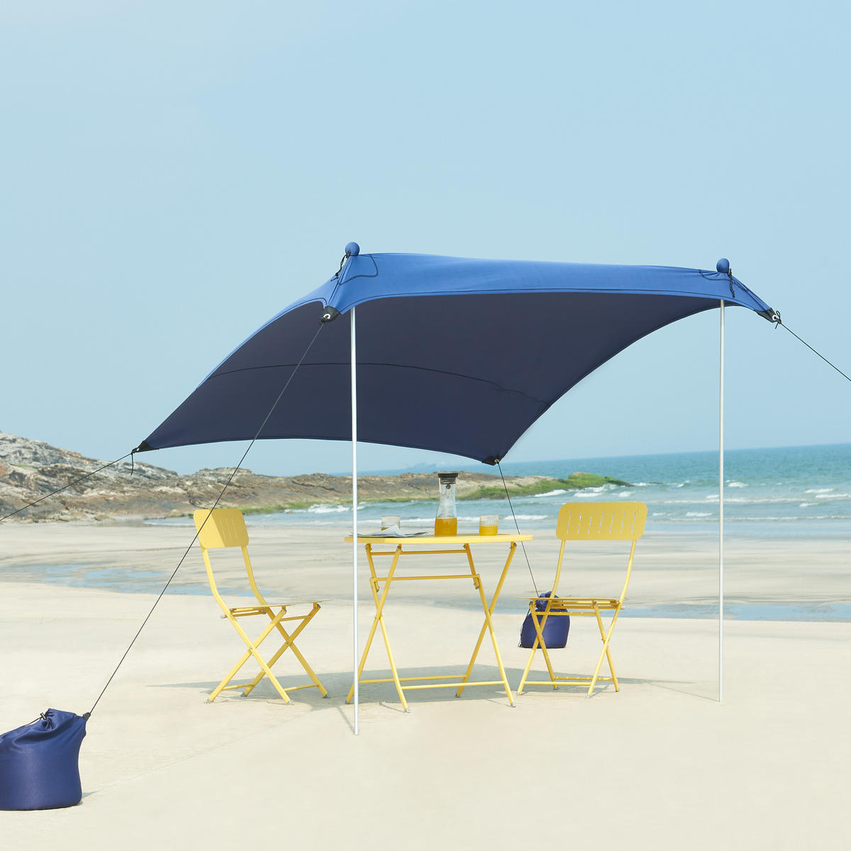 STRANDZELT Bernheze - Blau, Textil/Metall (200/200cm) - pro.tec