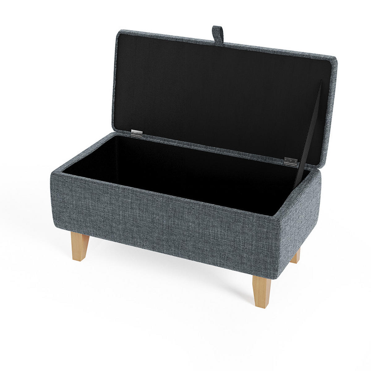 POLSTERHOCKER 71/37/34 cm Stauraum Holzbeine Leinen Dunkelgrau - Dunkelgrau, Holz/Textil (71/34/37cm) - Livingandhome