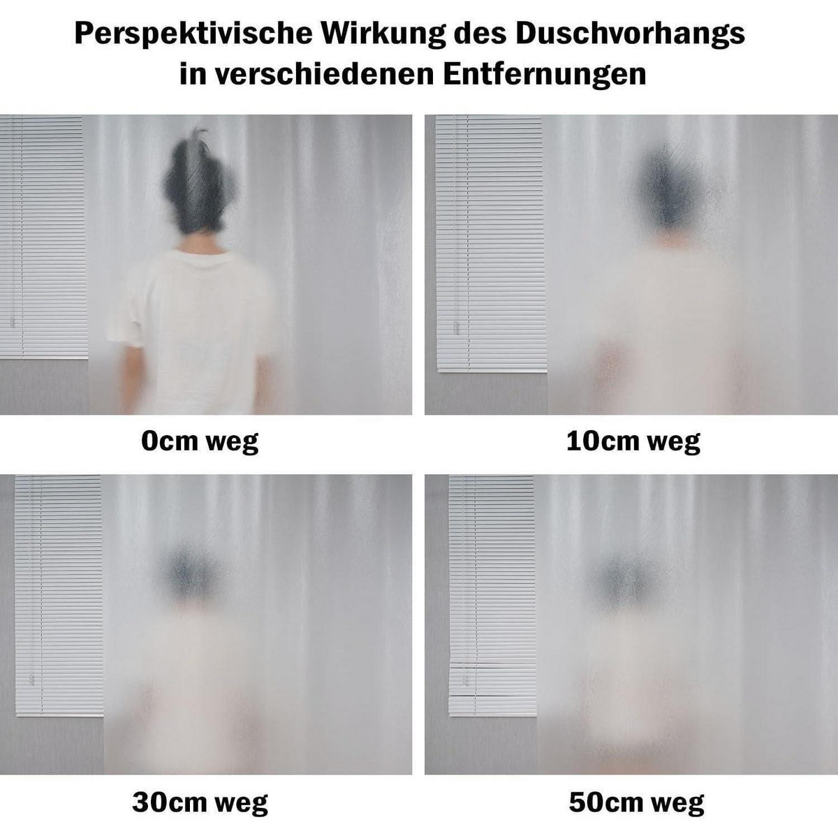 DUSCHVORHANG Transparent Weiß 180 x 200 cm - Transparent, Kunststoff (180/200cm)