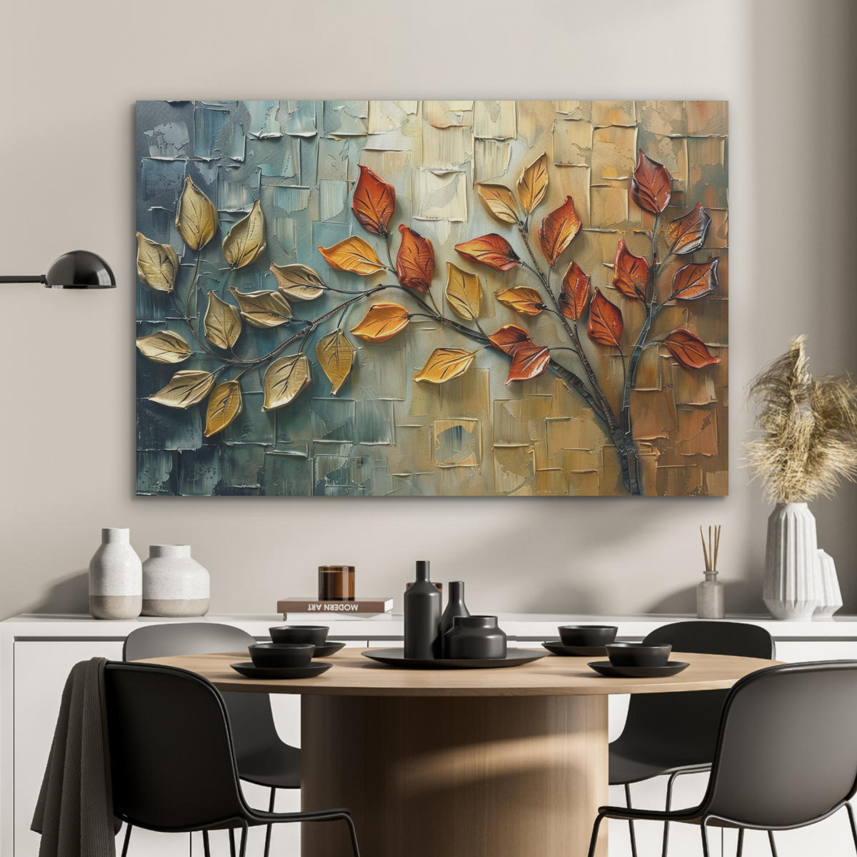 AKUSTIKBILD Baum - Abstrakt - Natur - Kunst Akustikpaneele 90x60 cm - Goldfarben, Kunststoff (90/60/0.9cm) - MuchoWow