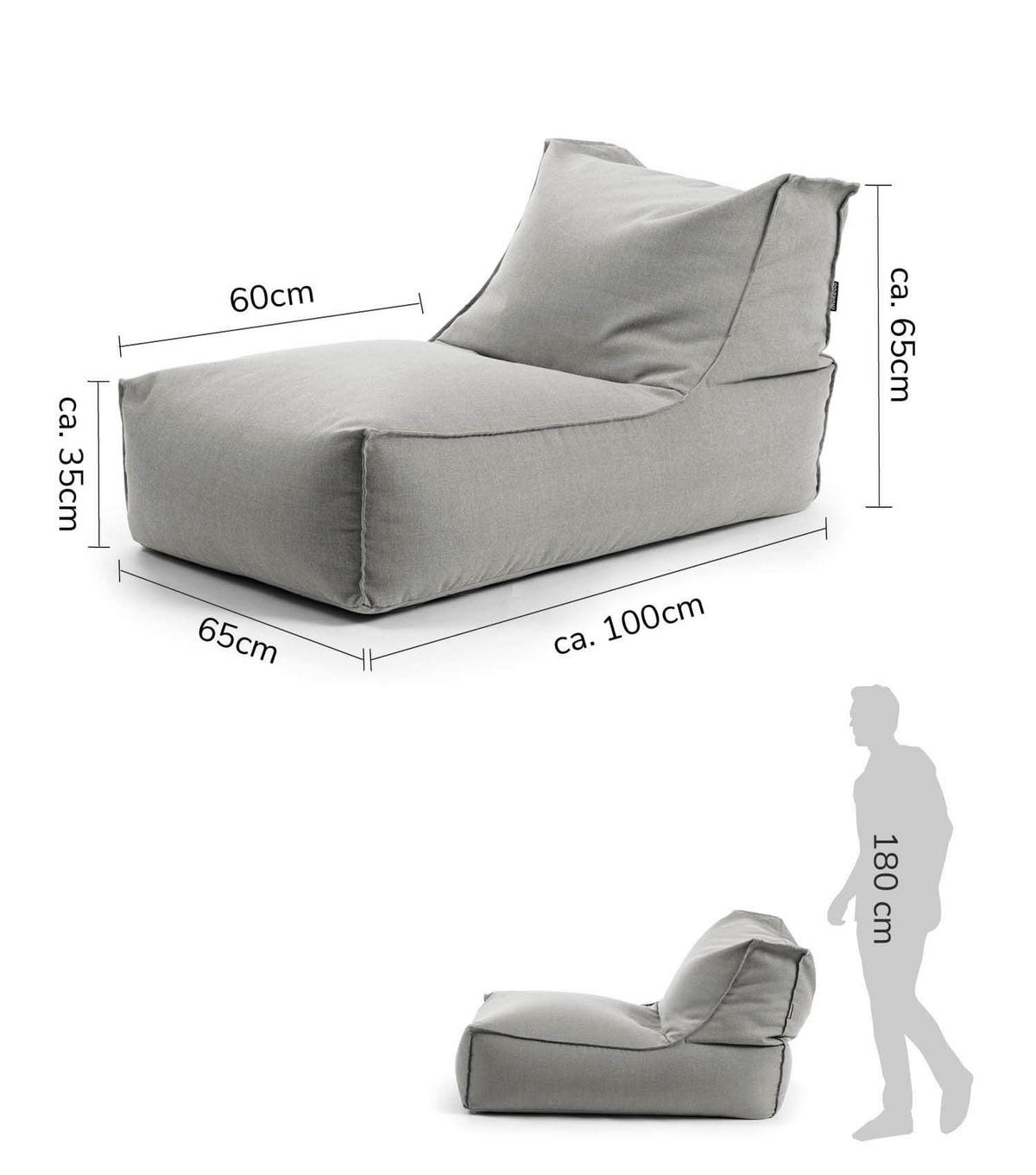 SITZSACK und Hülle Der Sundowner - Hellgrau/Grau, Textil (65/65/100cm) - Mokebo