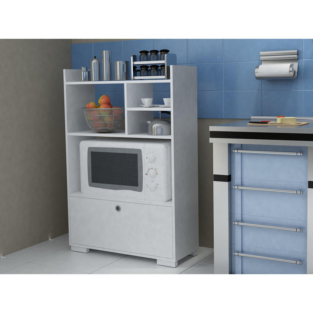 Thumbnail - moebel17 Mehrzweckschrank, Weiß, Holzwerkstoff, 3 Fächer, Rechteckig, 90x134x35 cm, Waschküche, Mehrzweckschränke
