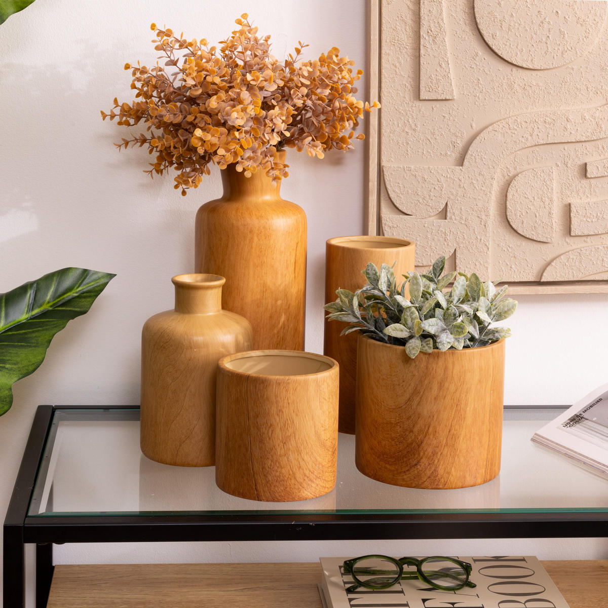 KERAMIKVASE Sao 17,5 cm Holzoptik - Braun, Keramik (18cm) - Atmosphera Createur d´interieur