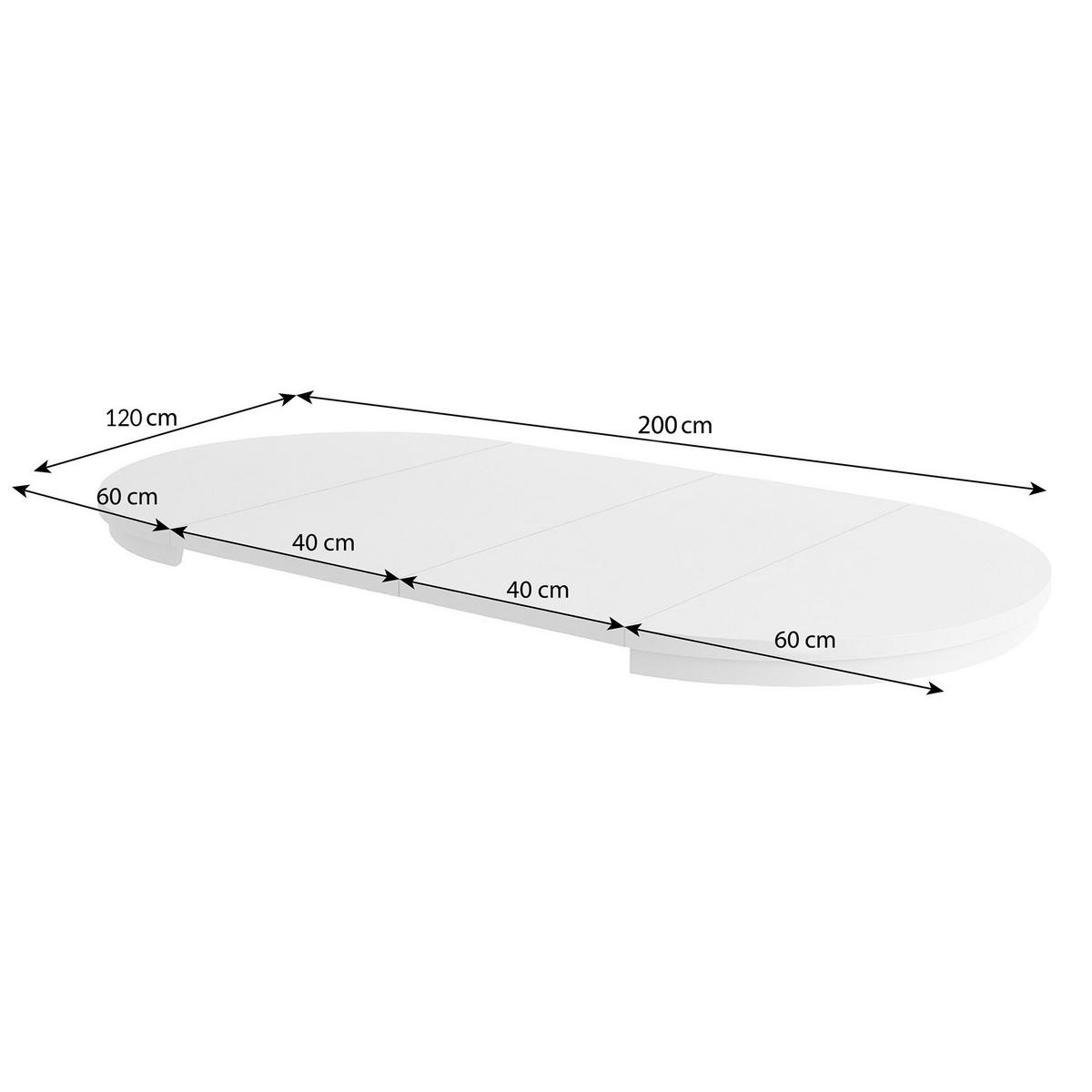 ESSTISCH Prestige runder Design-Tisch, ausziehbar Ø 120–200 cm, Walnuss+schwarze Beine - Walnussfarben/Schwarz, Metall (120/120/77cm) - Beautysofa