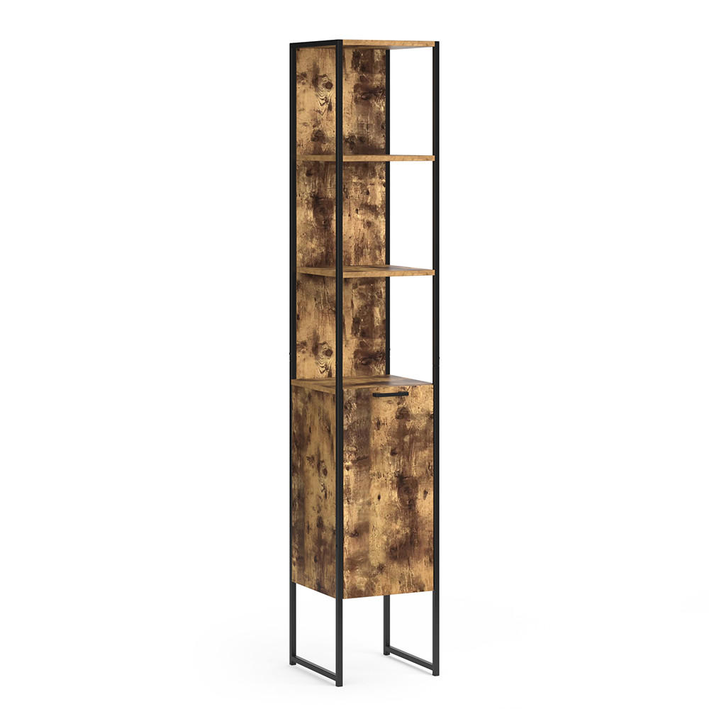 BADSCHRANK Fyrk Antikholz 33 x 185 cm - Eichefarben/Braun, Holzwerkstoff (33/185/33cm) - Vicco