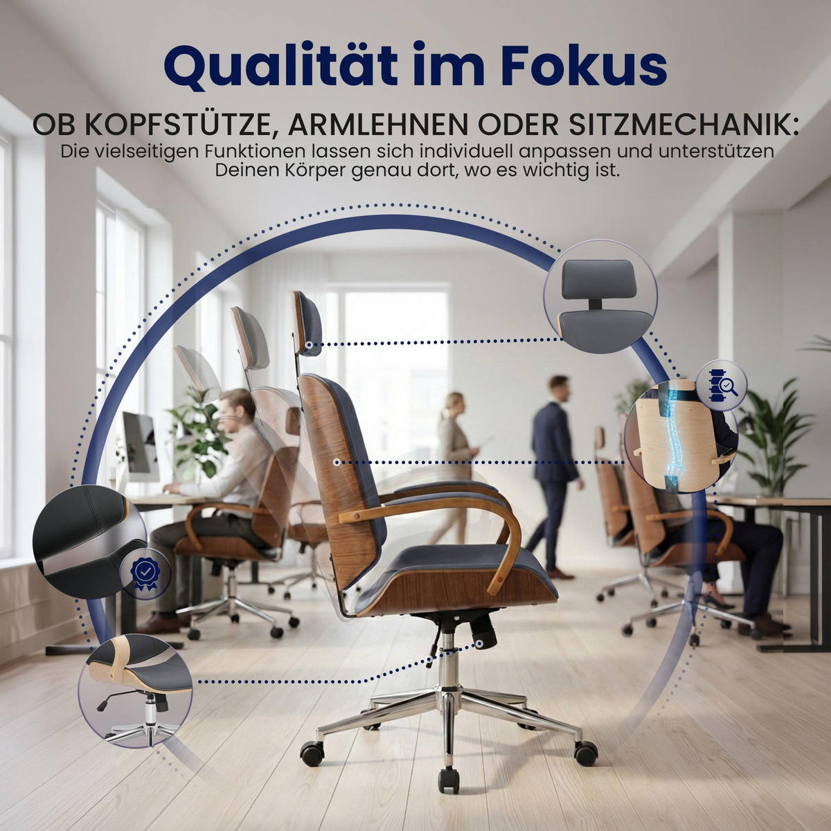 DREHSTUHL Lederlook Walnuss/Grau - Chromfarben/Walnussfarben, Textil/Metall (70/118/70cm) - CLP