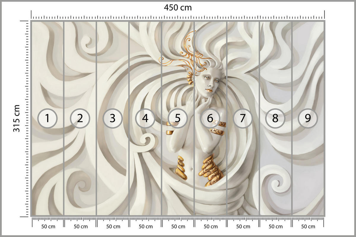 FOTOTAPETE Medusa Abstraktion 3D Effekt 450x315 - Beige, Papier (450/315cm) - Muralo