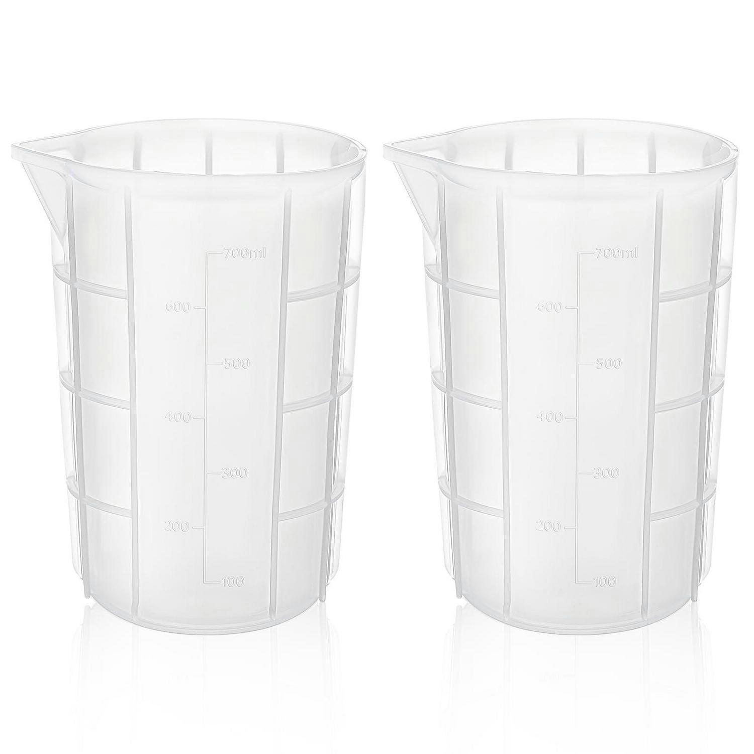MESSBECHER 2-teiliges Set 700 ml Silikon mit Skala - Transparent, Kunststoff (0.7L)