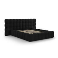 BETT mit Bettkasten und Doppelkopfteil Mamaia aus Samt schwarz 160x200cm - Schwarz, Textil (160/200cm) - Micadoni