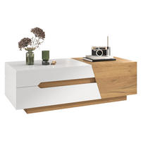 COUCHTISCH 120x50x37,5 Schubladen Farbblock Design - Weiß, Holz (120/50/37.5cm) - Kaket