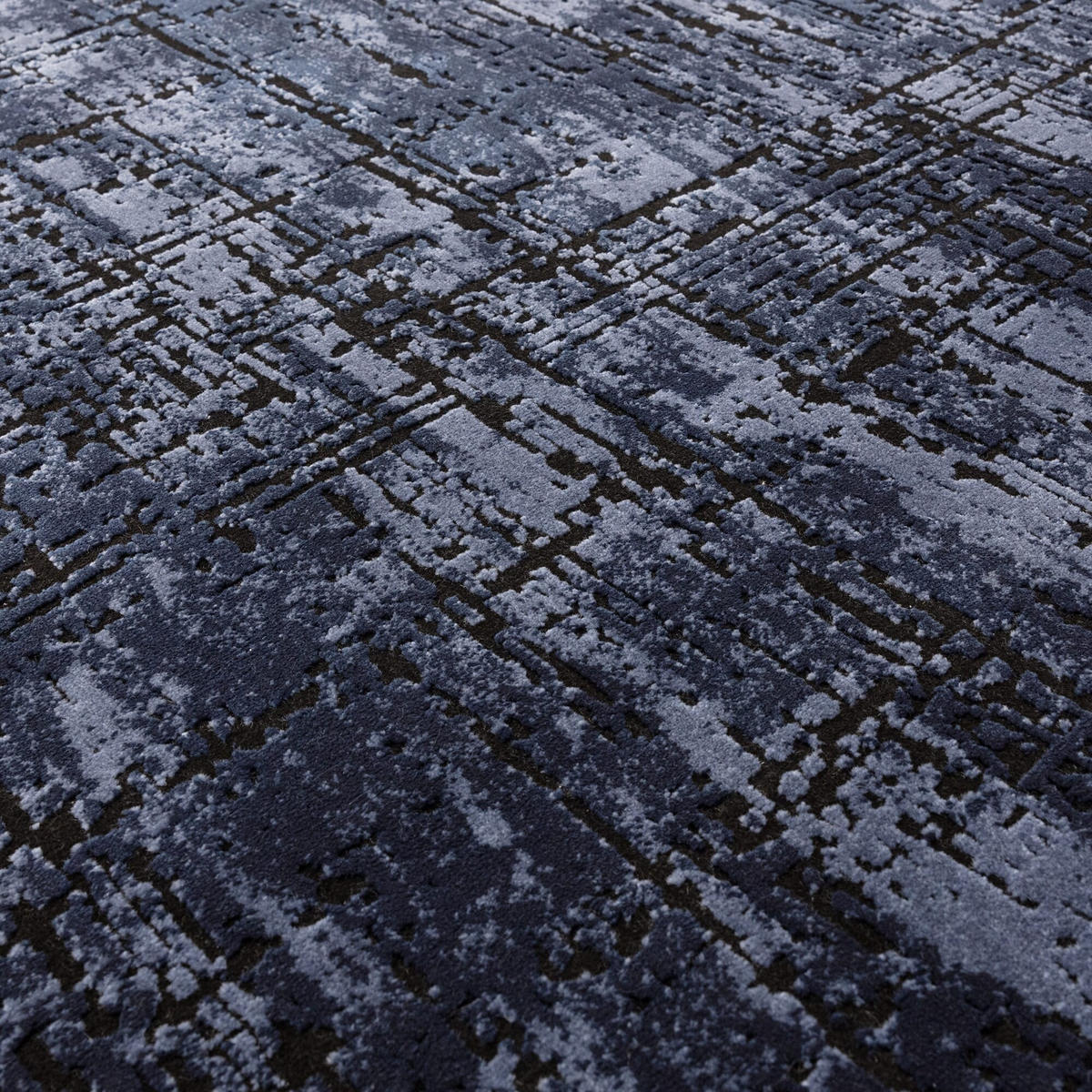 TEPPICH Polypropylen velours abstrakt TIBER-Rom, Dunkelblau 120x170 cm - Dunkelblau, Textil (120/170cm) - KADIMA DESIGN