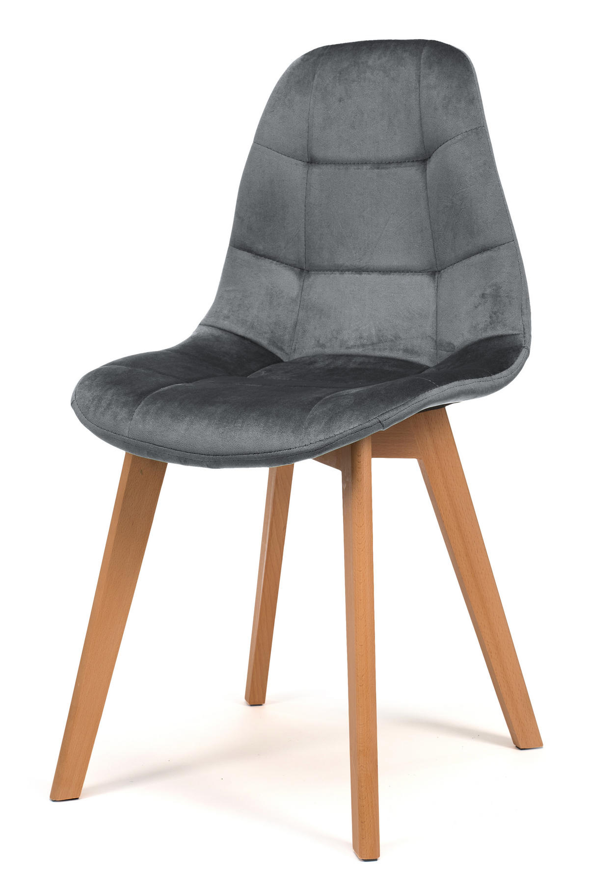 STUHL VEGAS im skandinavischen Stil - grau - Samt Velours - Naturfarben/Grau, Holz/Kunststoff (47/86/42cm) - NEW HOME