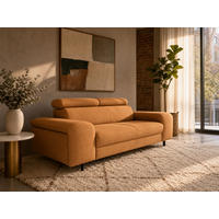 2,5-SITZER Vaasa Flachgewebe Gold klappb. Kopfstützen 198/100/81 cm - Dunkelgelb, Kunststoff/Textil (198/81/70cm) - foamnova