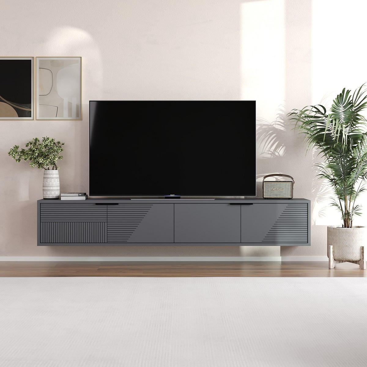 TV-MÖBEL Parla Anthrazit - Anthrazit, Holzwerkstoff (180/30/30cm) - Habitat Garten