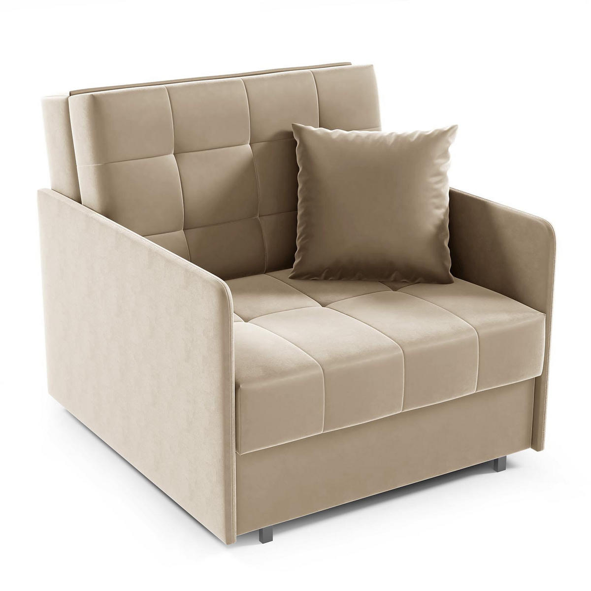 SCHLAFSOFA York I, Schlaffunktion, ausziehbare Couch, mit Bettkasten, inkl. Kissen, Kronos 35 - Beige, Textil (90/85/97cm) - Jerpax