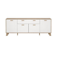 ANRICHTE mit 4 Türen, 1 Schublade Eiche Dekor und weiß storm 195,7/39,1/73 cm - Weiß, Holzwerkstoff (39.1/73/195.7cm) - Calicosy