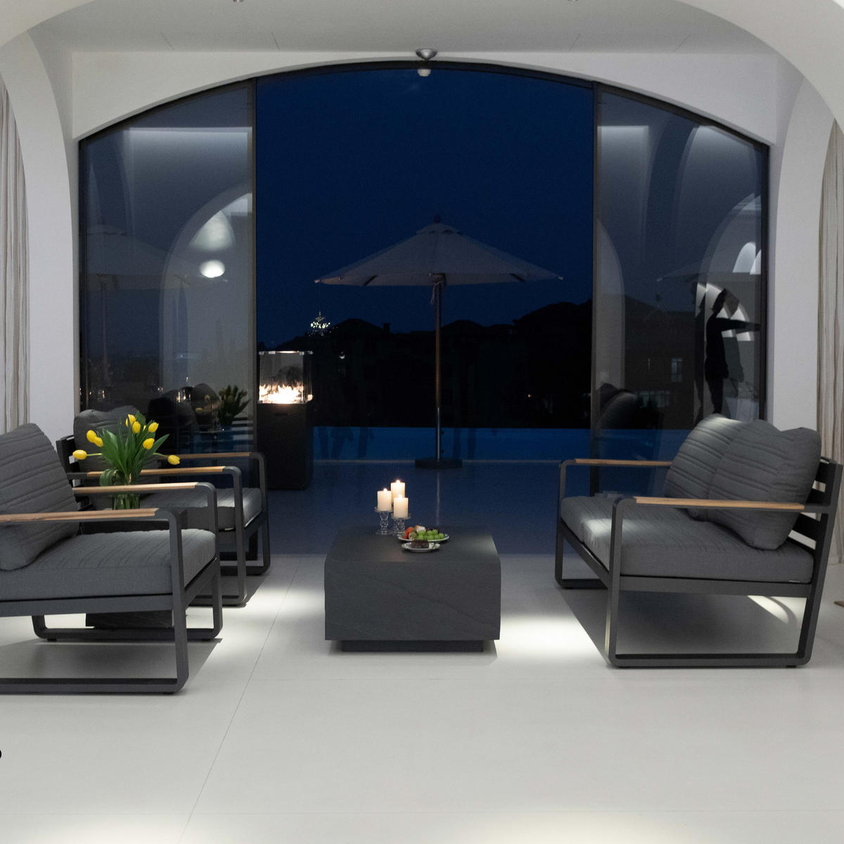 COUCHTISCH COLORADO aus GF-Beton Quadrat, Wetterbeständig, 86x86x41 cm - Dunkelgrau, Naturmaterialien (86/86/41cm) - Elementi