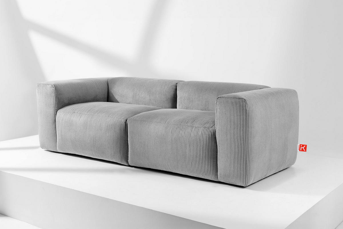2,5-SITZER-MODULSOFA BUFFO mit extrem weicher und bequemer Sitzfläche, Kordstoff, hellgrau - Hellgrau, Textil (250/73/96cm) - KONSIMO®