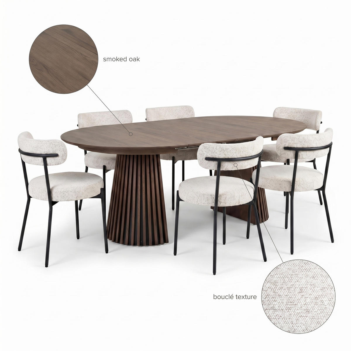 ESSGRUPPE 7-TLG. Tokyo Grau - Creme/Grau, Textil/Metall (120/75/120cm) - ebuy24