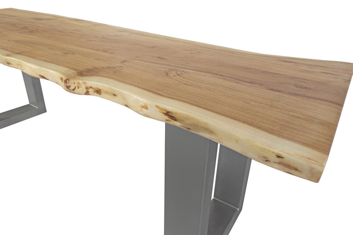 SITZBANK NOAH - Beige/Silberfarben, Holz/Metall (120/47/42cm) - SAM