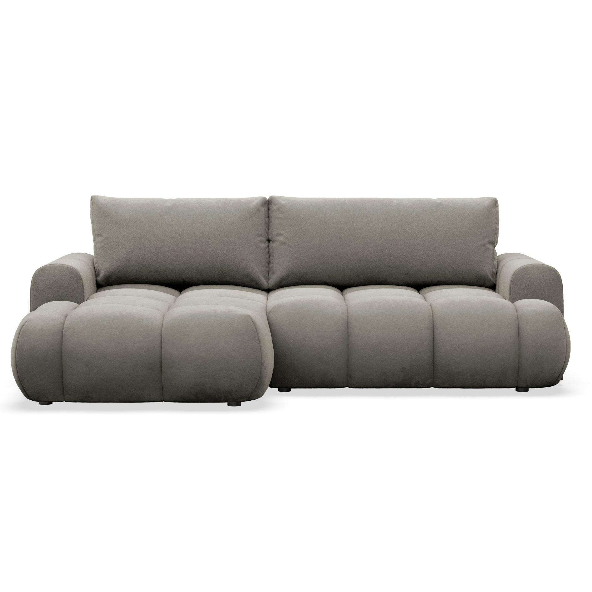 ECKSOFA Ombo Graubraun Velours 280 cm - Hellbraun/Schwarz, Kunststoff/Textil (284/167cm) - Selsey