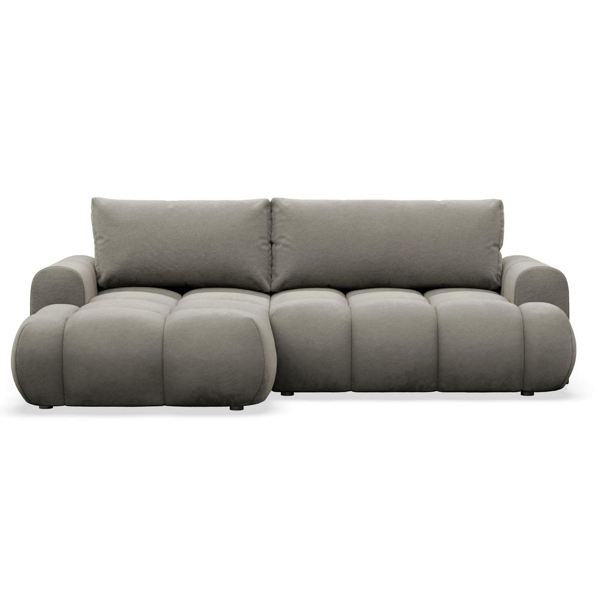 ECKSOFA Ombo Graubraun Velours 280 cm - Hellbraun/Schwarz, Kunststoff/Textil (284/167cm) - Selsey