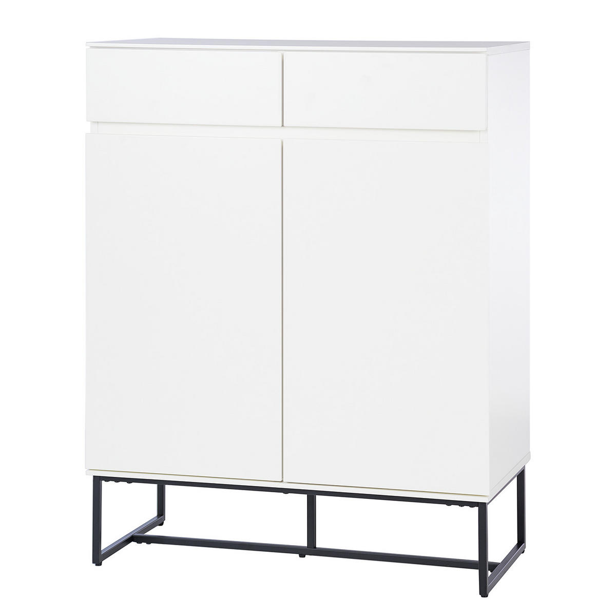 SCHUHKOMMODE mit Schubladen - Schwarz/Weiß, Holzwerkstoff/Metall (80/105/40cm) - home24