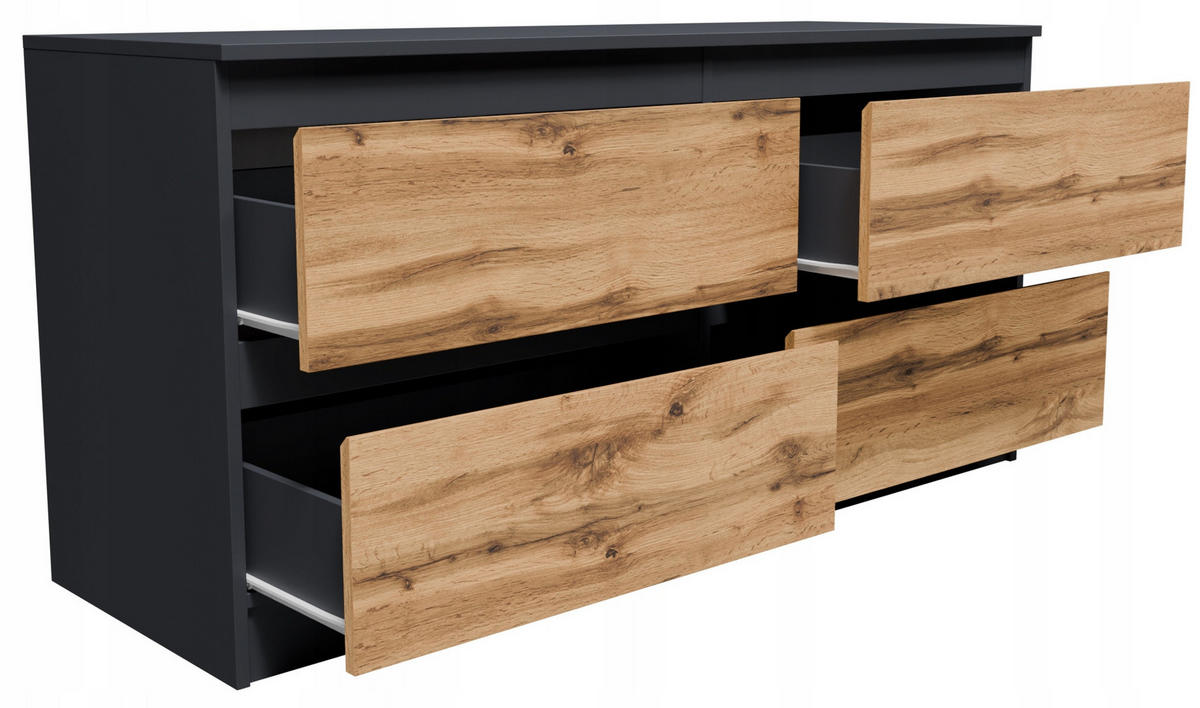 TV-SCHRANK CR3- RTV-4 Graphit-Wotan Eiche 127,4/44/60,8 cm - Eiche Wotan/Graphitfarben, Holzwerkstoff (127.4/60.8/44cm)