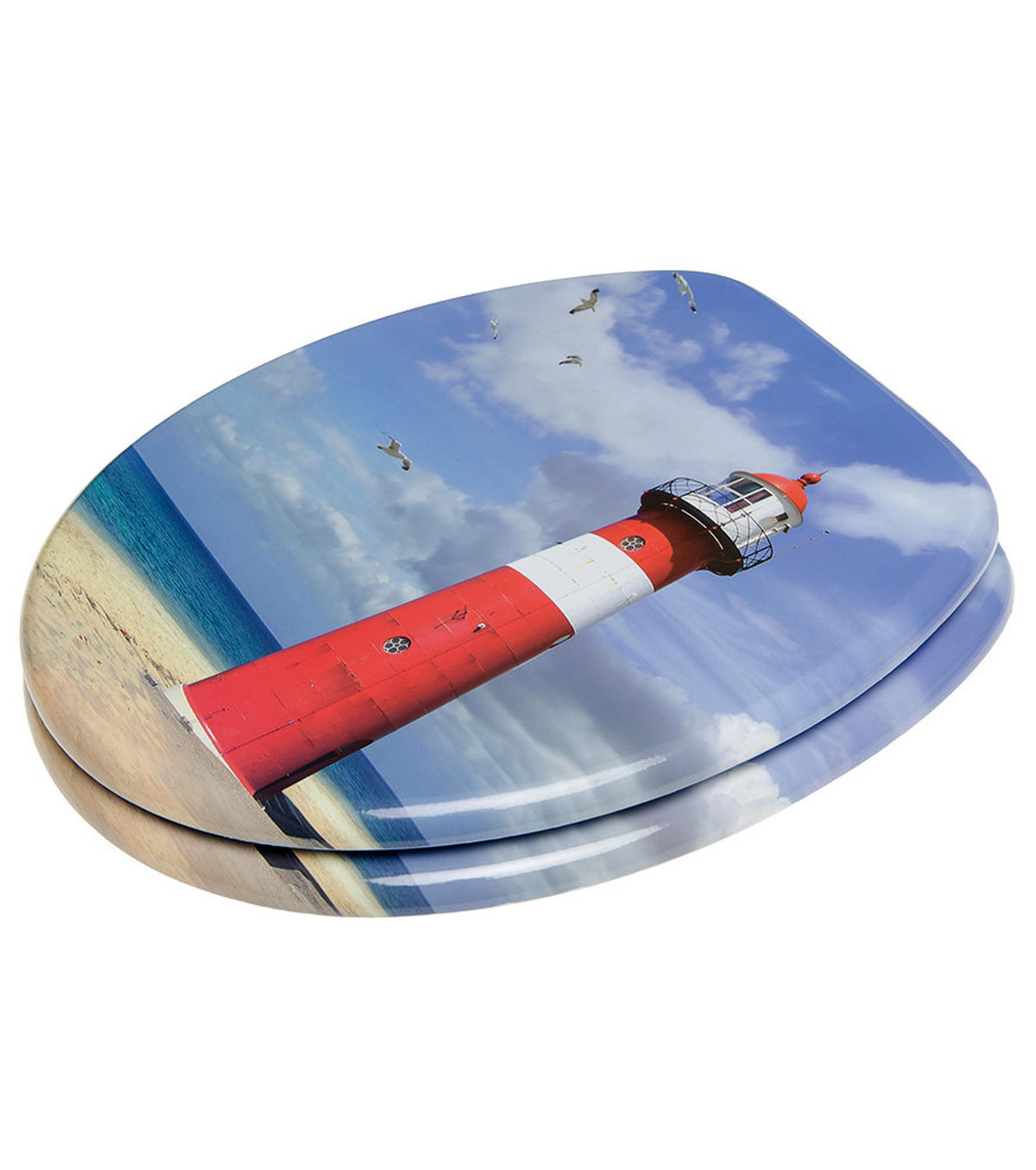 WC-SITZ Leuchtturm - Rot, Holzwerkstoff (38/6/47cm) - Sanilo