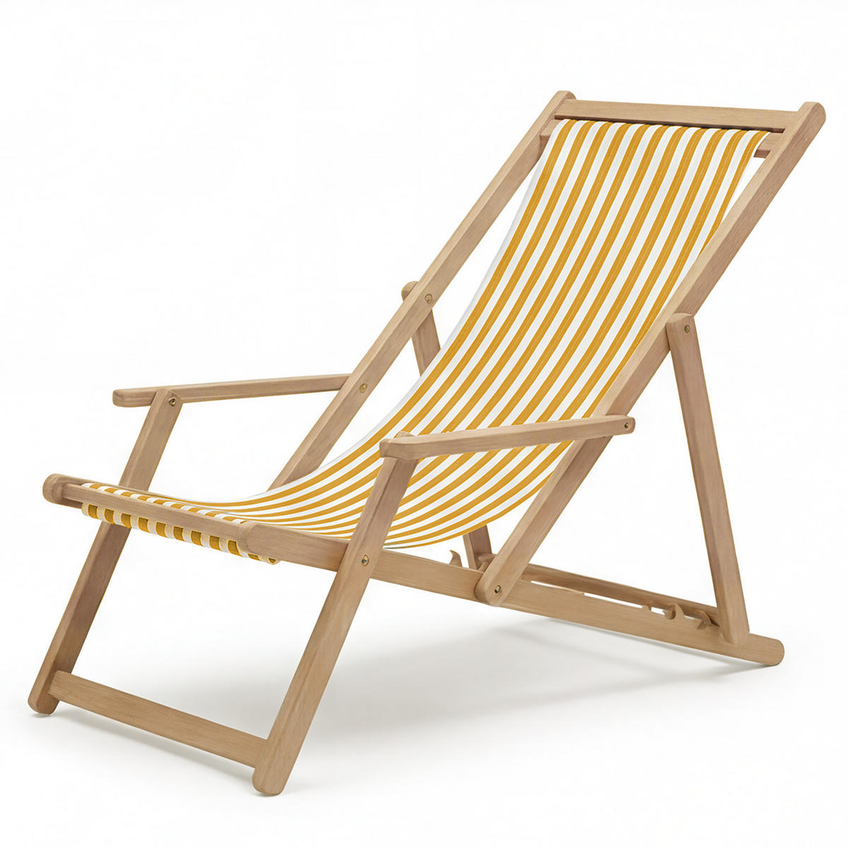 LIEGESTUHL - Akazie massiv / Webstoff - Gelb, Holz/Textil (63/88/102cm) - home24