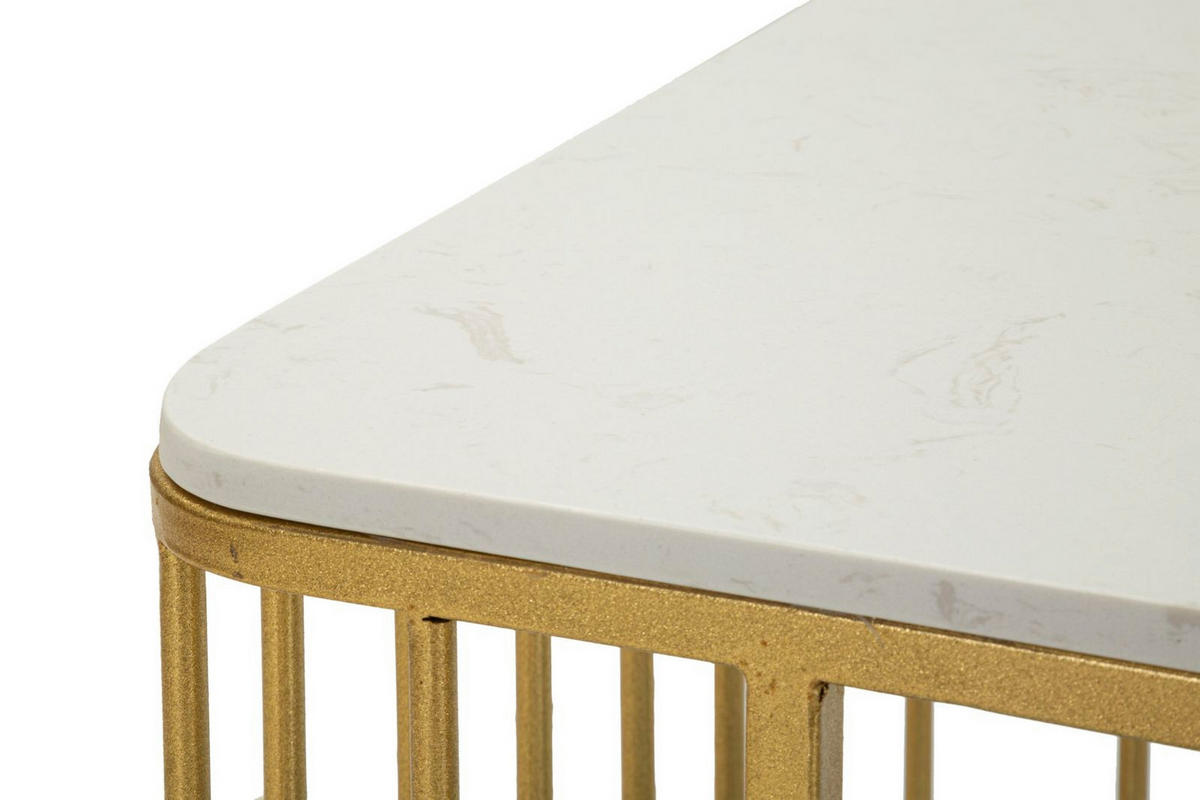 COUCHTISCH Ankara, goldfarben und weiß, Eisen und Marmor, 90 x 50 x 50 cm - Goldfarben/Weiß, Stein/Metall (50/90/50cm) - Mauro Ferretti