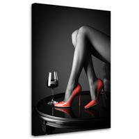 LEINWANDBILD Frau in roten High Heels 80x120cm - Schwarz, Textil (80/120cm) - Feeby