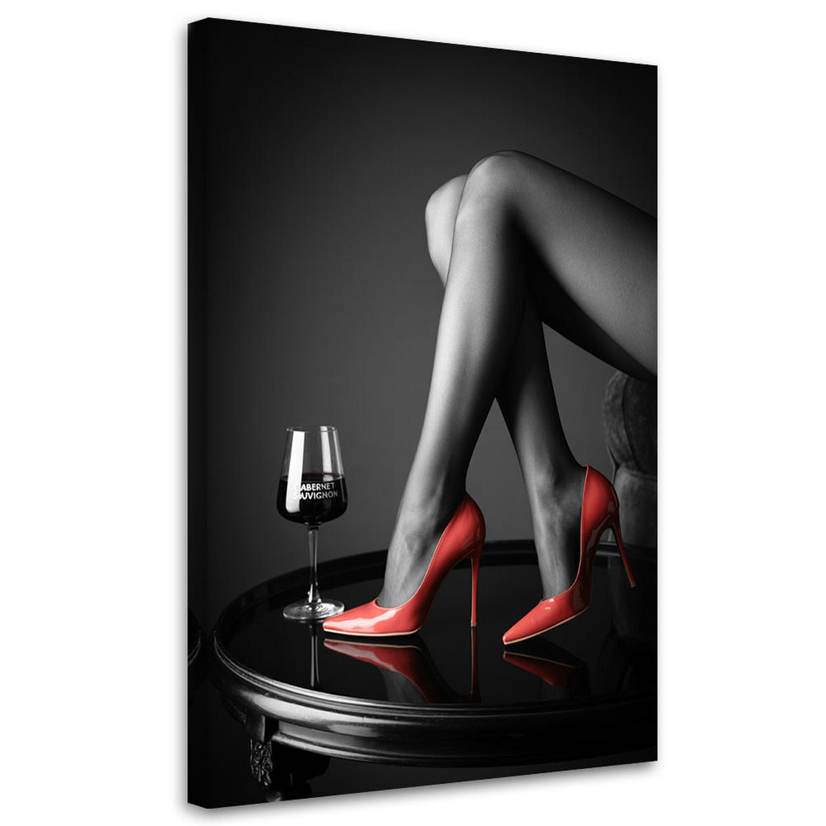 LEINWANDBILD Frau in roten High Heels 80x120cm - Schwarz, Textil (80/120cm) - Feeby