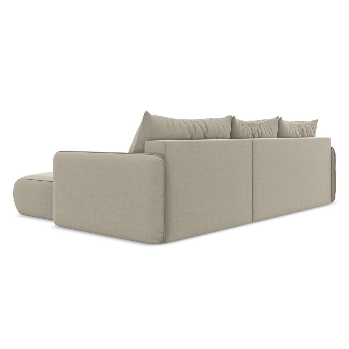 ECKSOFA mit Schlaffunktion Samt Stoff Creme - Perlmutt/Creme, Kunststoff/Textil (240/148cm) - LaMiaSofa