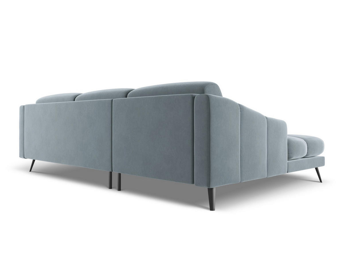 ECKSOFA Links Samt Stoff Blau - Blau/Schwarz, Textil/Metall (160/264cm) - Makamii