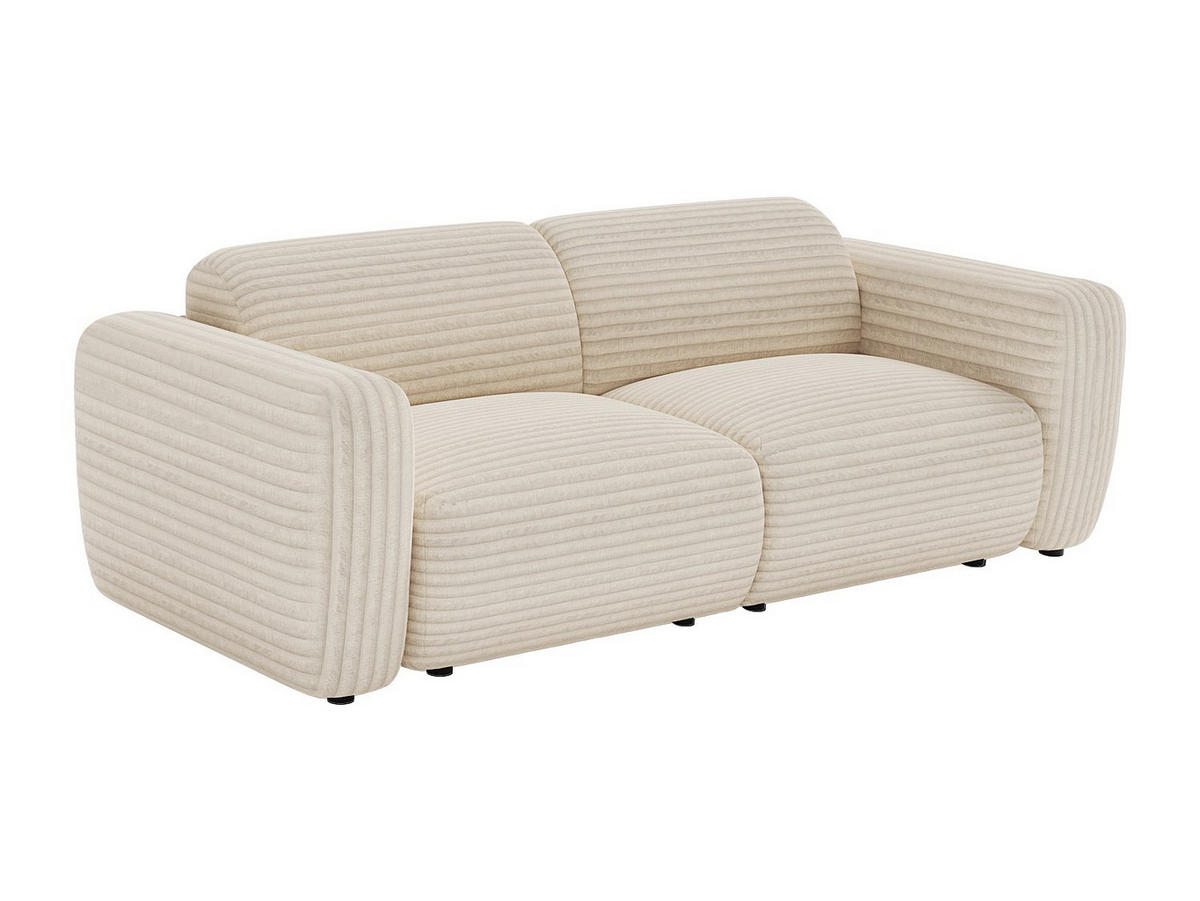 SOFA - 3 Personen - samt - beige Pogni - Beige, Kunststoff/Textil (205/73/97cm) - Vente-Unique