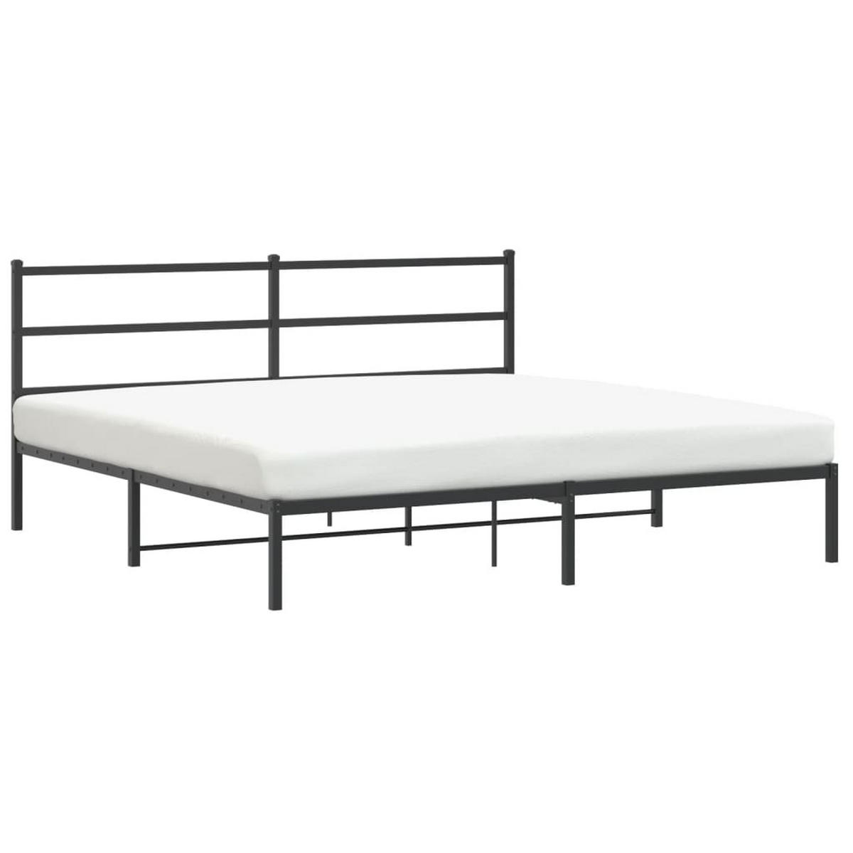 BETTGESTELL mit Kopfteil Metall Schwarz 180x200 cm - Schwarz, Metall - furnicato