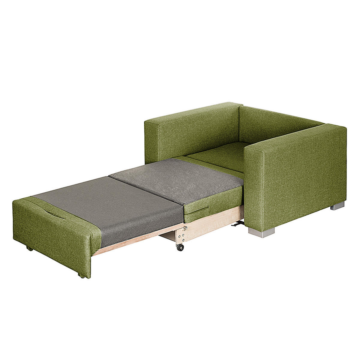 SCHLAFSESSEL - Silberfarben/Grün, Textil (110/90/90cm) - home24