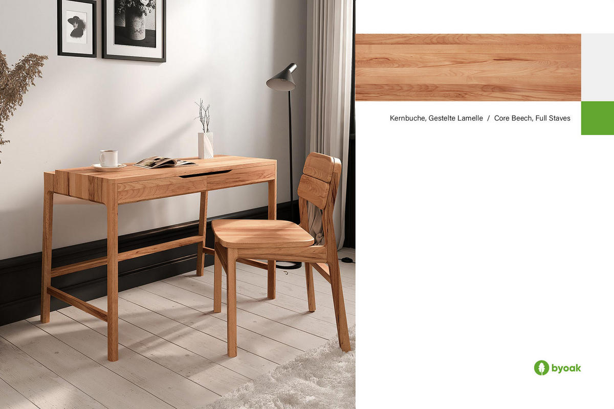 SCHREIBTISCH PAUL Kernbuche - Kernbuche, Holz (57/110/77cm) - byoak