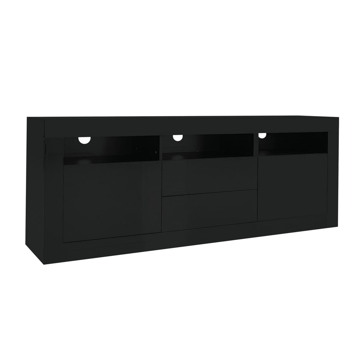 TV-SCHRANK aus Spanplatte 160x35x60 cm Schwarz mit LED-Beleuchtung, App-Steuerung und viel Stauraum - Schwarz, Holzwerkstoff (160/60/35cm) - Modfu