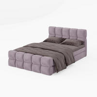 BOXBETT Vanessa 180/200 cm, in Hellrosa, Velours-Stoff, Bettkasten, Matratze, Topper - Hellrosa, Textil (180/200cm) - Barchello